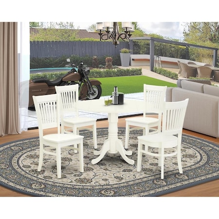 East West Furniture 5 Piece Dublin Dinette Room Set - Linen White DLVA5-LWH-W